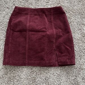 Burgundy Corduroy high waist Skirt